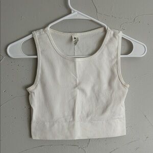 Yogalicious White Ribbed Women's Crop Top